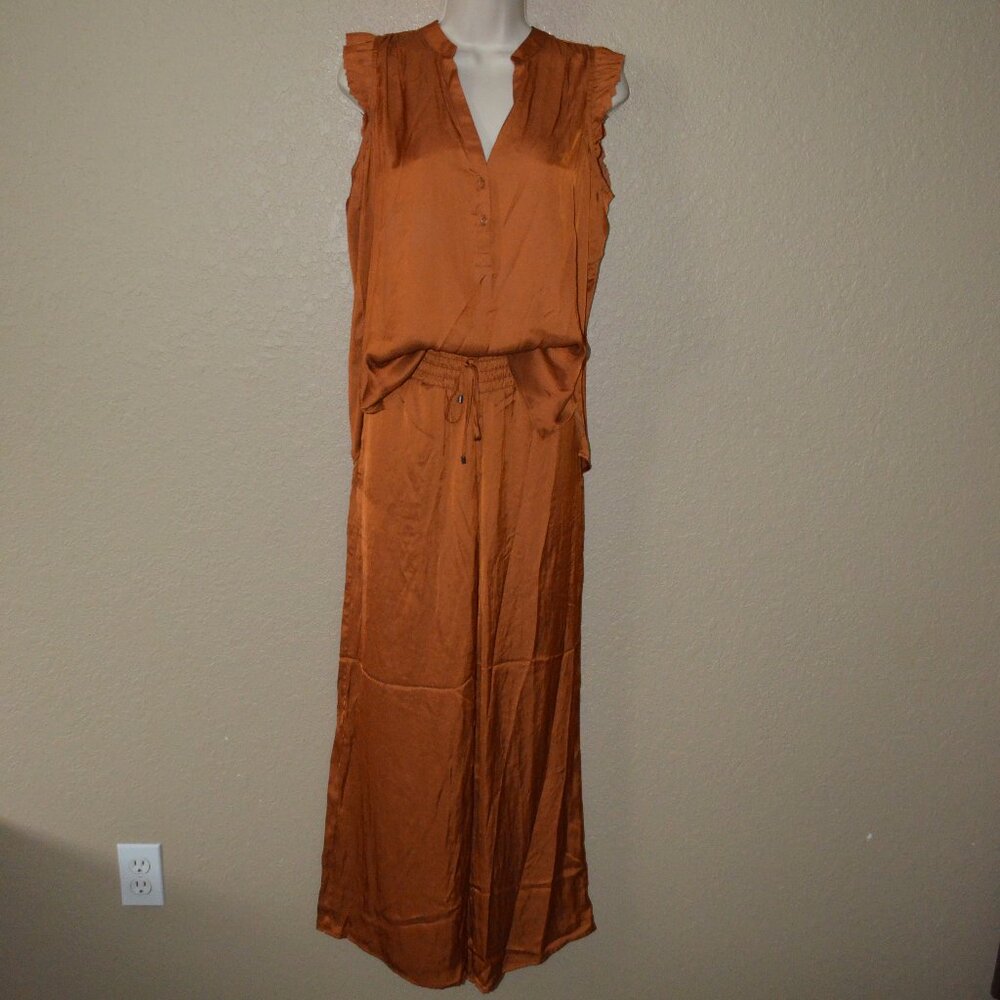 Sz S Brochu Walker Rust 2 Piece Blouse Pants Set Outfit